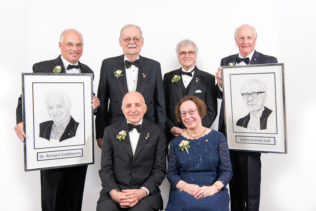 Emmett Hall portrait with 2017 Inductees