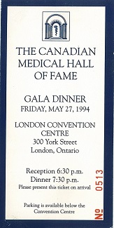 Ticket to 1994 Induction Ceremony